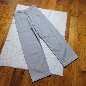 As Ever NYC Pants Jeans Women's 28 Blue White Striped Wide Leg Cotton